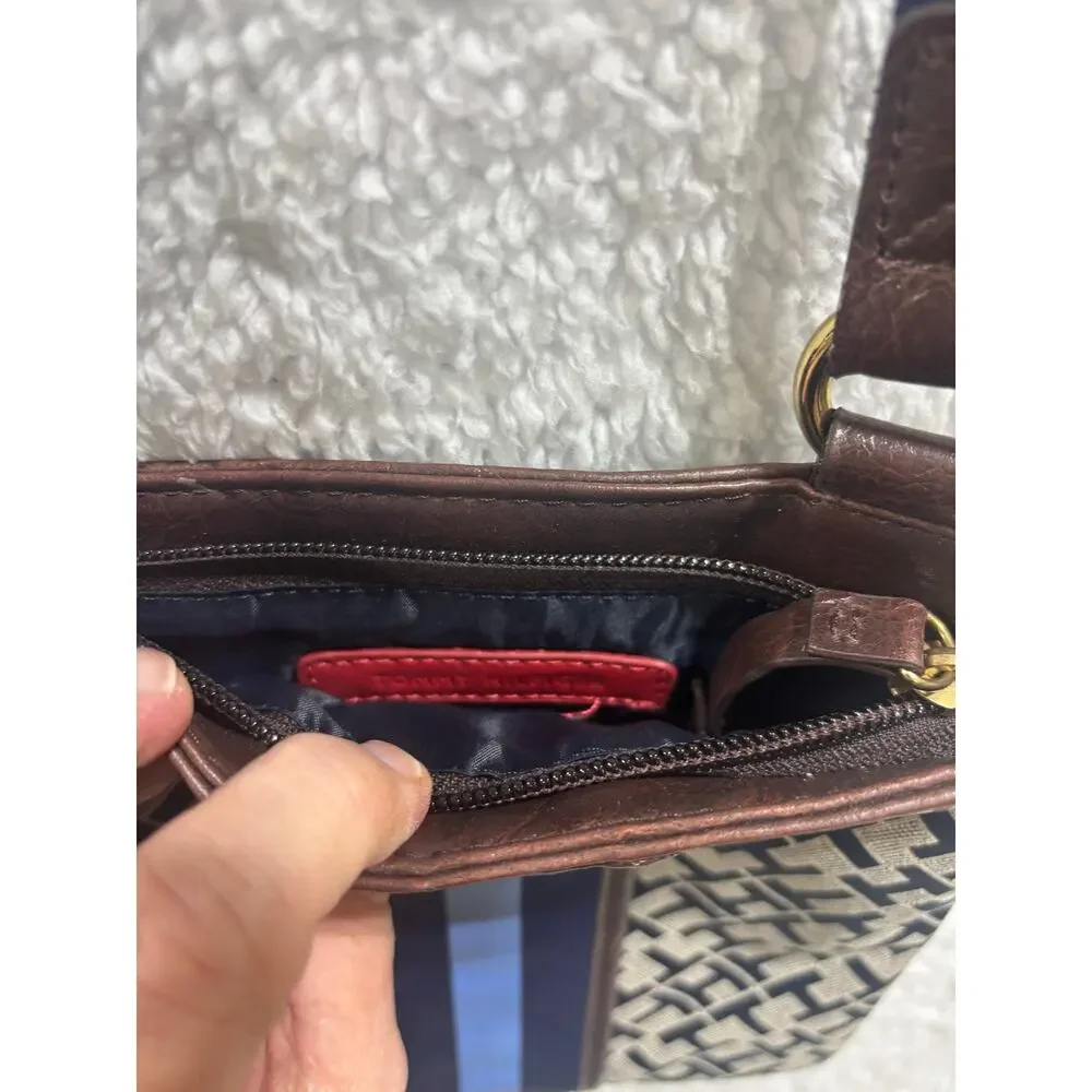 Tommy Hilfiger Crossbody‎ Bag Blue Geometric Stripe Adj Strap Gift under $50